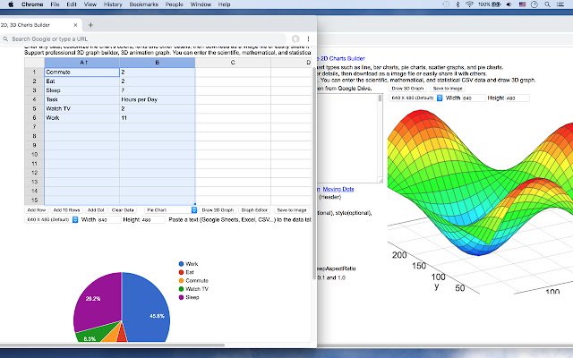 2D, 3D Charts Builder mula sa Chrome web store na tatakbo sa OffiDocs Chromium online