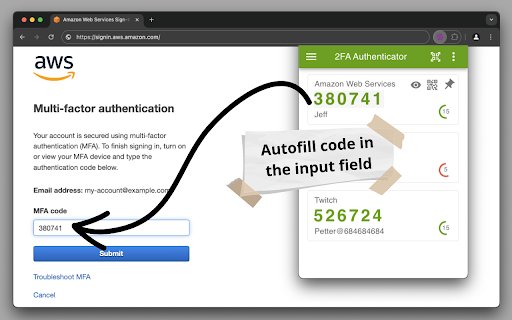 2FA Authenticator  from Chrome web store to be run with OffiDocs Chromium online