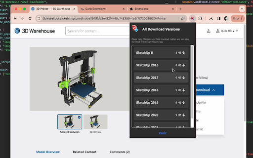 3D Warehouse Model Downloader  from Chrome web store to be run with OffiDocs Chromium online