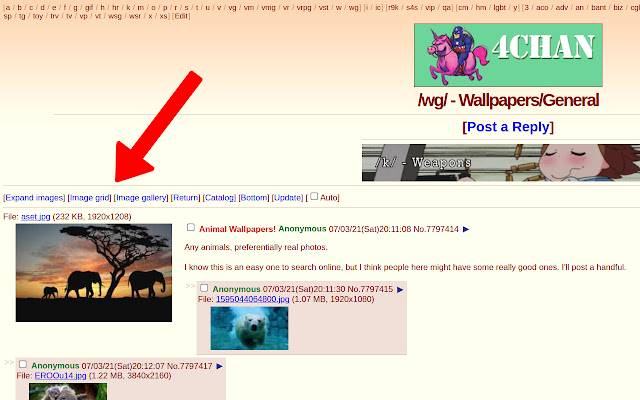 Galerie 4chan, prezentare de diapozitive, grilă, extinde imagini din magazinul web Chrome pentru a fi rulate cu OffiDocs Chromium online
