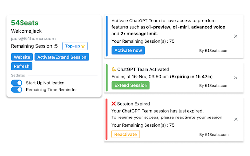 54seats extension  from Chrome web store to be run with OffiDocs Chromium online