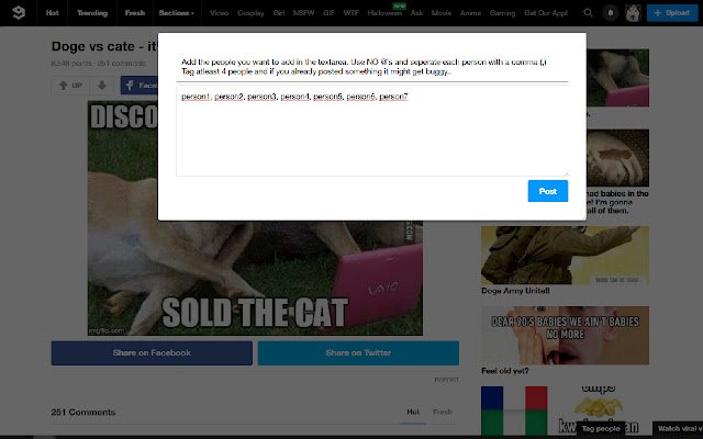 9gag Tag Manager da Chrome Web Store para ser executado com OffiDocs Chromium online