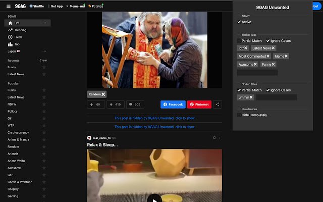 9GAG Unwanted  from Chrome web store to be run with OffiDocs Chromium online