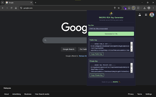 9M2PJU RSA Key Generator  from Chrome web store to be run with OffiDocs Chromium online
