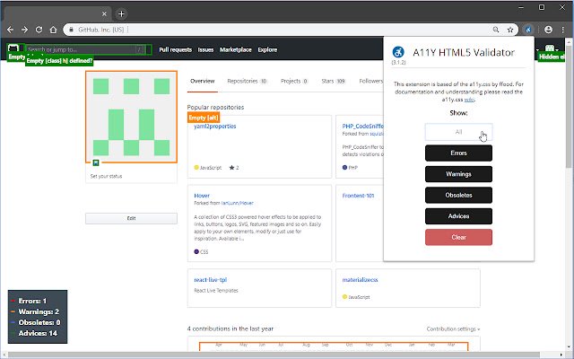 A11Y HTML5 Validator  from Chrome web store to be run with OffiDocs Chromium online
