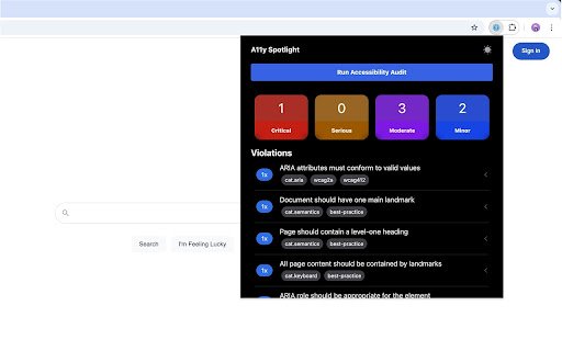 A11y Spotlight  from Chrome web store to be run with OffiDocs Chromium online