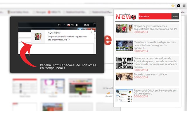 Açai News mula sa Chrome web store na tatakbo sa OffiDocs Chromium online