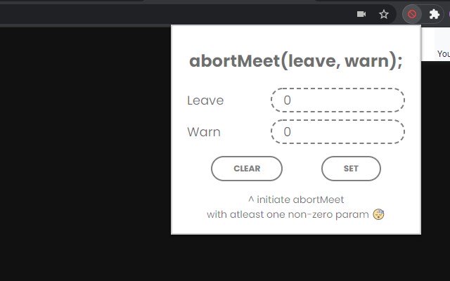 Abort Meet  from Chrome web store to be run with OffiDocs Chromium online