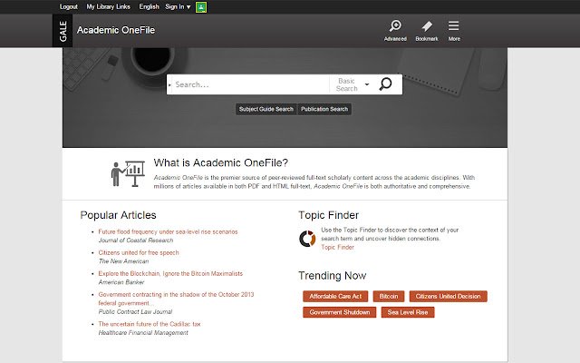 Academic OneFile din magazinul web Chrome va fi rulat cu OffiDocs Chromium online