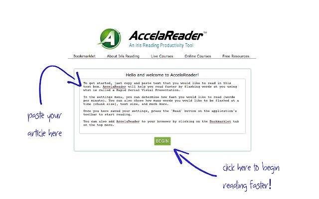 AccelaReader  from Chrome web store to be run with OffiDocs Chromium online
