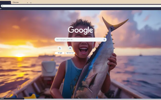 A child sits on a small boat drifting in the blue sea.  from Chrome web store to be run with OffiDocs Chromium online