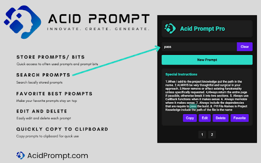 Acid Prompt Pro  from Chrome web store to be run with OffiDocs Chromium online