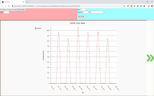 Chrome Web ストアからの Acromass Classify Probability を OffiDocs Chromium オンラインで実行する