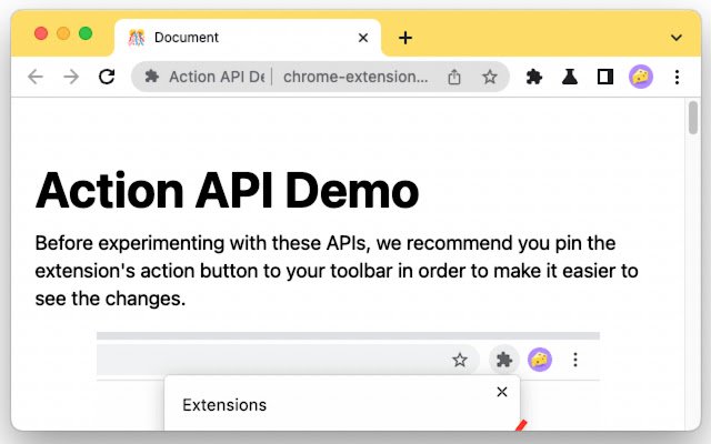 Action API Demo dari toko web Chrome untuk dijalankan dengan OffiDocs Chromium online