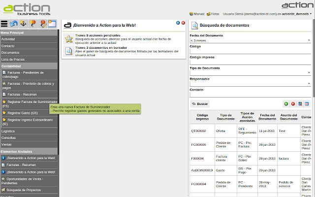 Action Business Tools mula sa Chrome web store na tatakbo sa OffiDocs Chromium online