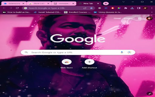 Actor Vijay Neon Purple Chrome Theme  from Chrome web store to be run with OffiDocs Chromium online
