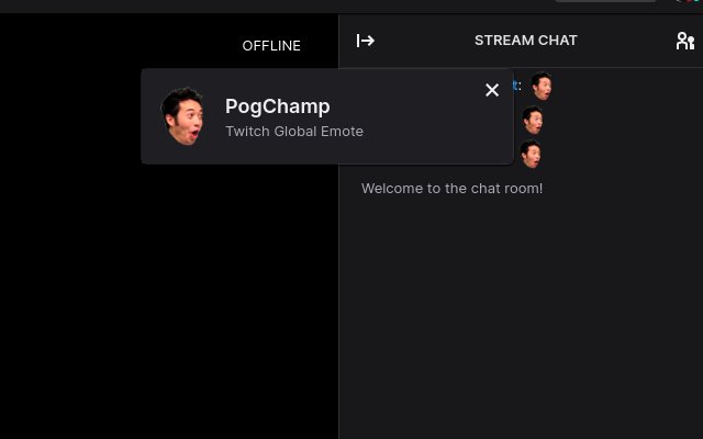 Actual PogChamp  from Chrome web store to be run with OffiDocs Chromium online