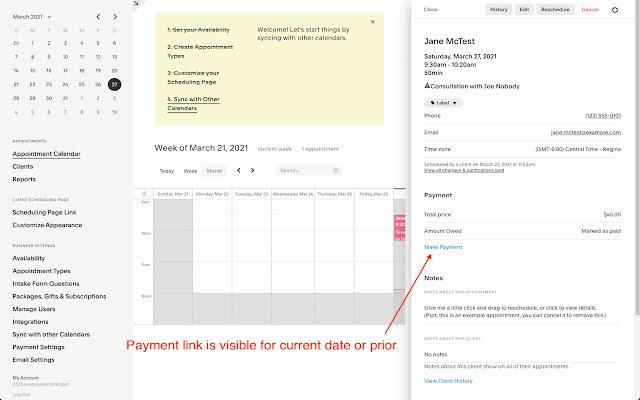 Acuity Scheduling Payment Link Fix  from Chrome web store to be run with OffiDocs Chromium online