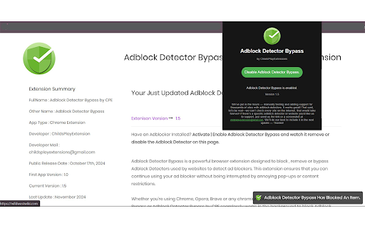 AdBlock Detector Bypass by CPE from Chrome web store to be run with OffiDocs Chromium online AdBlock Detector Bypass by CPE from Chrome web store to be run with OffiDocs Chromium online