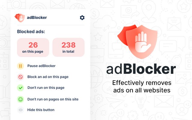 adBlocker สำหรับเว็บไซต์ทั้งหมดจาก Chrome เว็บสโตร์ที่จะทำงานด้วย OffiDocs Chromium ออนไลน์