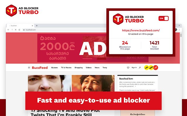 Werbeblocker Turbo aus dem Chrome-Webshop, der mit OffiDocs Chromium online ausgeführt werden soll