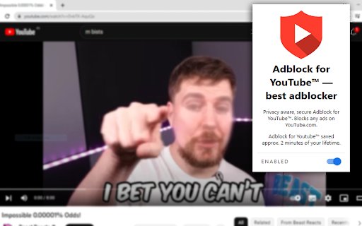 Adblock for YouTube™ — best adblocker  from Chrome web store to be run with OffiDocs Chromium online