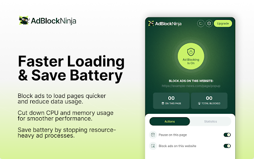 AdBlock Ninja – Block Ads, Boost Privacy, and Browse Faster  from Chrome web store to be run with OffiDocs Chromium online