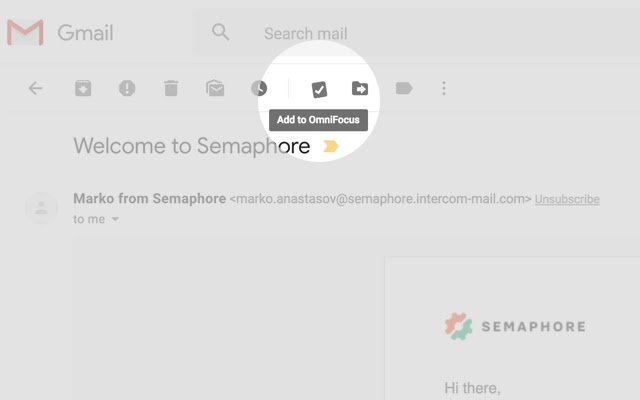 Add to OmniFocus for Gmail  from Chrome web store to be run with OffiDocs Chromium online