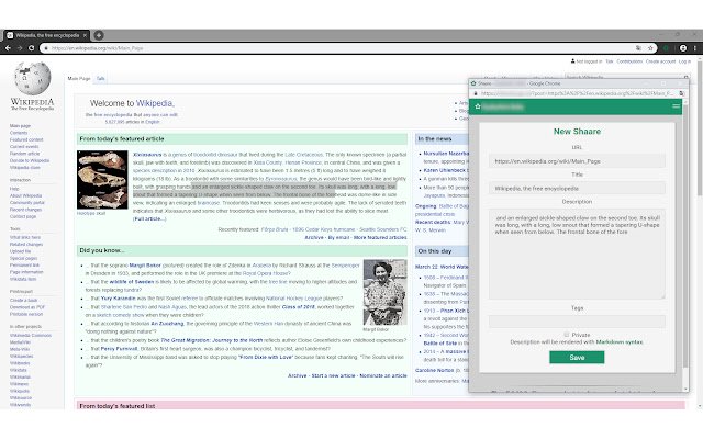 Add to Shaarli  from Chrome web store to be run with OffiDocs Chromium online