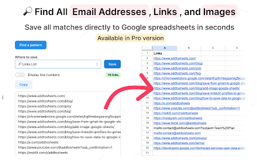 Add to Sheets Save to Google Sheets in 1 click  from Chrome web store to be run with OffiDocs Chromium online