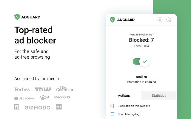 AdGuard AdBlocker  from Chrome web store to be run with OffiDocs Chromium online