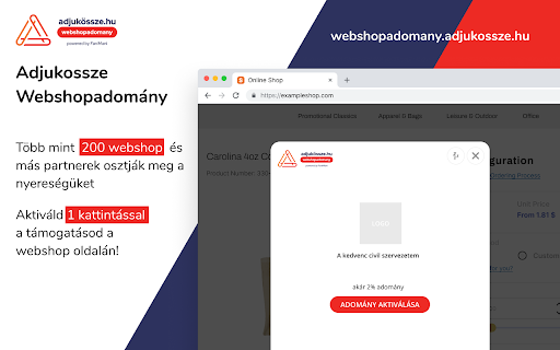 Adjukössze Webshopadomány  from Chrome web store to be run with OffiDocs Chromium online