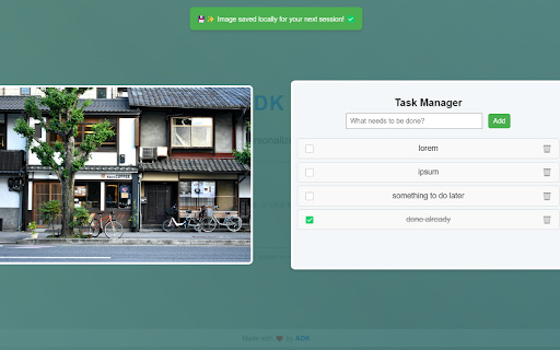 ADK New Tab  from Chrome web store to be run with OffiDocs Chromium online
