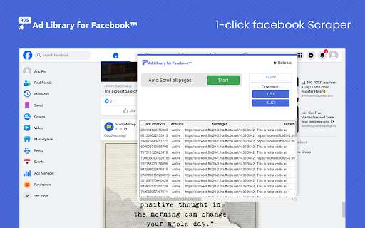 Ad Library for Facebook™  from Chrome web store to be run with OffiDocs Chromium online