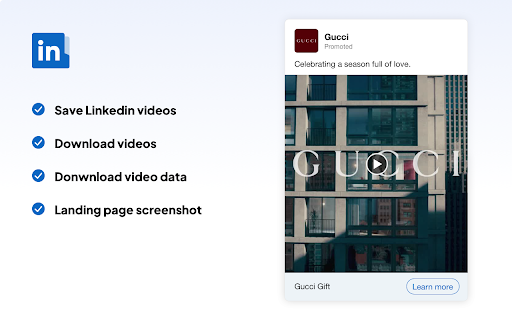 Ad Library LinkedIn Ad Video Download Master  from Chrome web store to be run with OffiDocs Chromium online