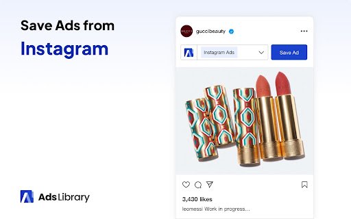 Ad Library Save Facebook, TikTok, Youtube  Ins Ads  from Chrome web store to be run with OffiDocs Chromium online