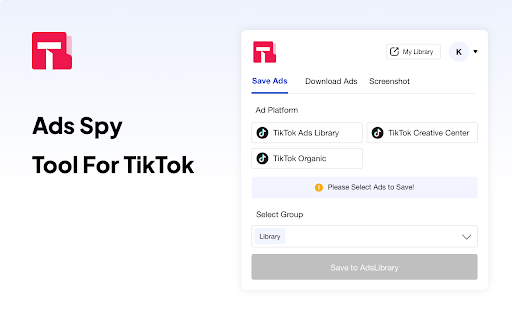 Ad Library TikTok Ad Spy Tool  Track Competitors  from Chrome web store to be run with OffiDocs Chromium online
