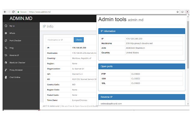 Admin-Tools aus dem Chrome-Webshop zur Ausführung mit OffiDocs Chromium online