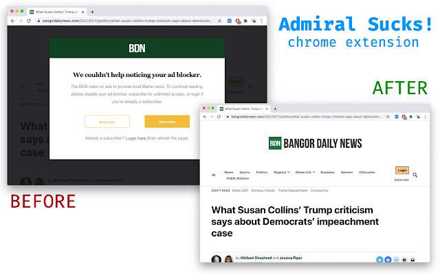 Admiral Sucks!  from Chrome web store to be run with OffiDocs Chromium online