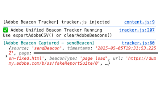 Adobe Beacon Tracker  from Chrome web store to be run with OffiDocs Chromium online