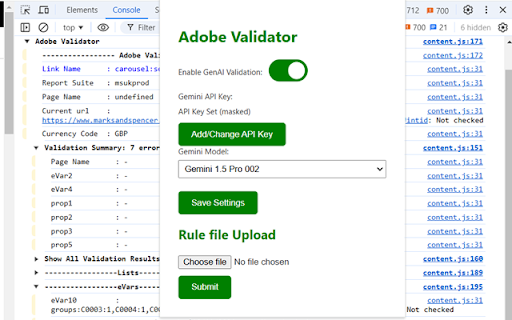 Adobe Debugger and Validator  from Chrome web store to be run with OffiDocs Chromium online
