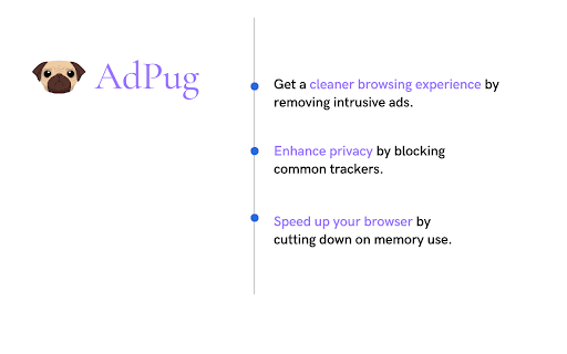 AdPug: Block Ads + Trackers  from Chrome web store to be run with OffiDocs Chromium online