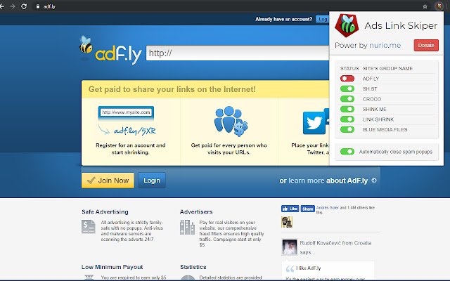 Ads Link Skipper din magazinul web Chrome va fi rulat cu OffiDocs Chromium online