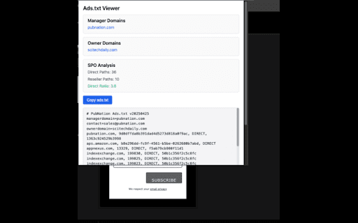 Ads.txt Checker  from Chrome web store to be run with OffiDocs Chromium online