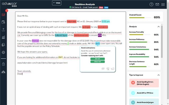 advaisor  from Chrome web store to be run with OffiDocs Chromium online