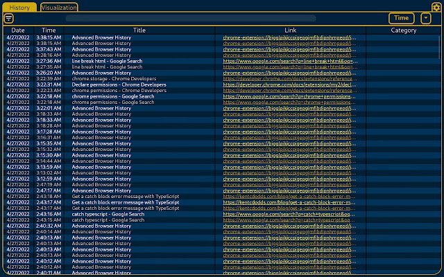 Historial de navegación avanzado de Chrome web store para ejecutarse con OffiDocs Chromium en línea