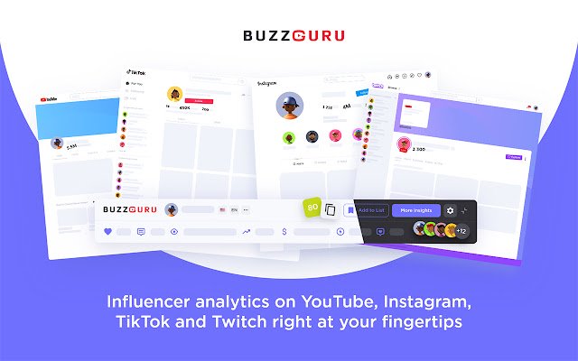 Advanced na Influencer Analytics ng BuzzGuru mula sa Chrome web store na tatakbo sa OffiDocs Chromium online