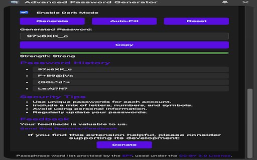 Advanced Password Generator  from Chrome web store to be run with OffiDocs Chromium online