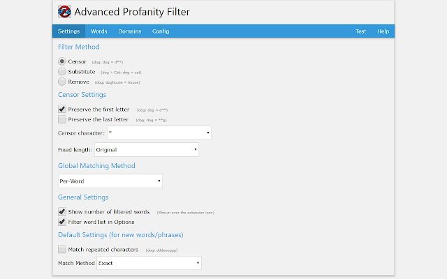 Advanced Profanity Filter mula sa Chrome web store na tatakbo sa OffiDocs Chromium online