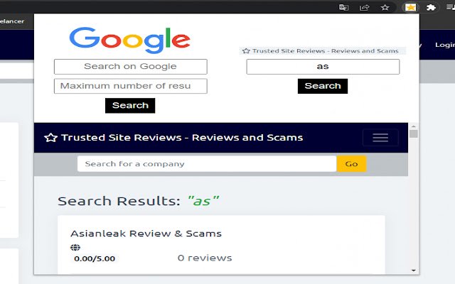 Advanced search popup  from Chrome web store to be run with OffiDocs Chromium online